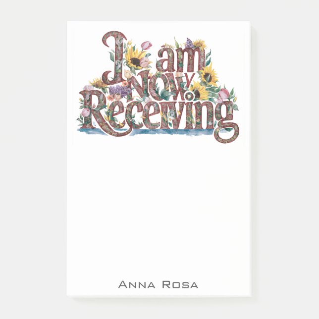 *~* Flowers 8 I AM NOW RECEIVING AP85 Manifesting Post-it Notes (Front)