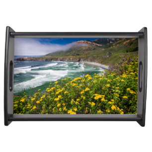 Flowers Above Sand Dollar Beach Serving Tray