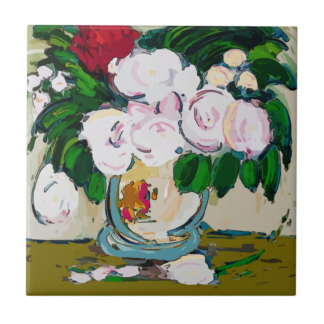 Flowers Abstract Ceramic Tile (Front)