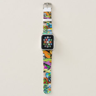 Flowers Abstract, Geometric Lines Composition. Apple Watch Band