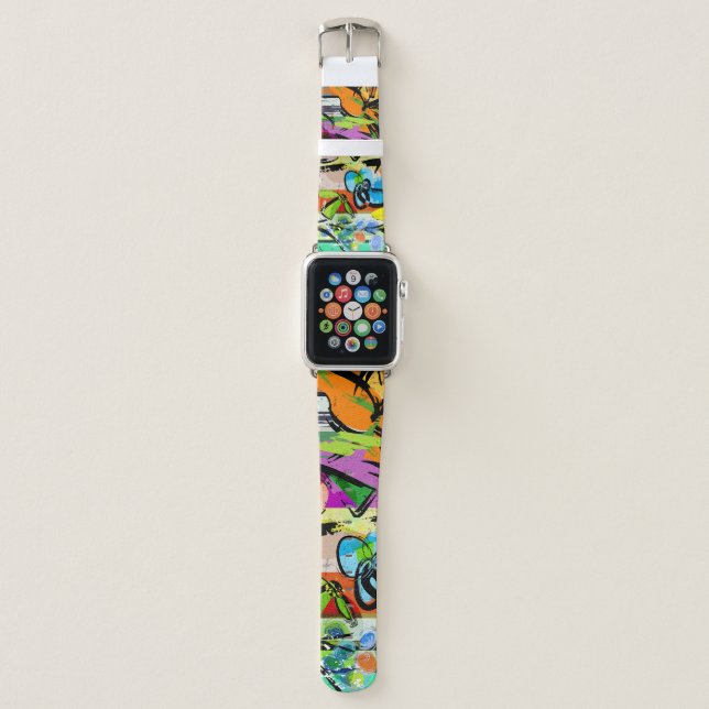 Flowers Abstract, Geometric Lines Composition. Apple Watch Band (Front)