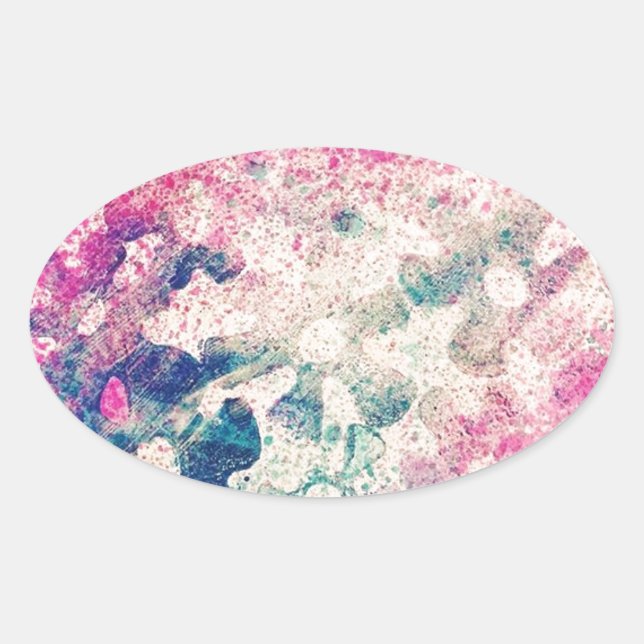 Flowers Abstract Oval Sticker (Front)