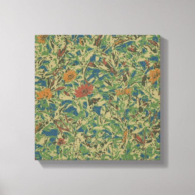 Flowers against leaf camouflage pattern canvas print (Front)