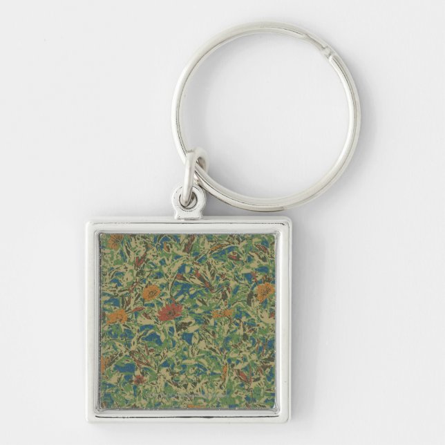 Flowers against leaf camouflage pattern keychain (Front)