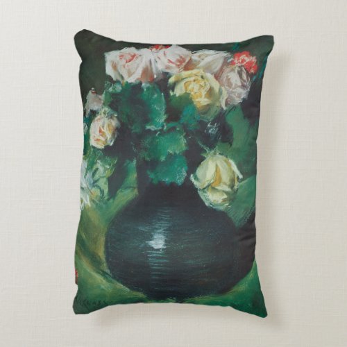 Flowers aka Roses by William Merritt Chase Accent Pillow