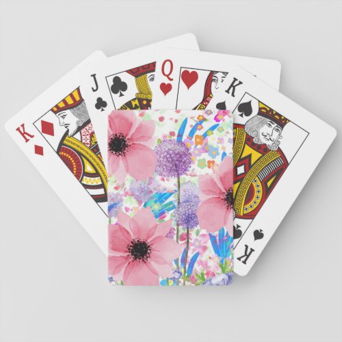 Flowers All Over Pink and Purple  Playing Cards