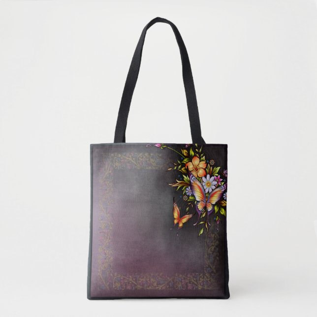 Flowers All-Over-Print Tote Bag, Medium Bag (Front)
