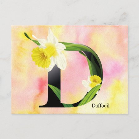 Flowers Alphabet With Watercolor Background Postcard