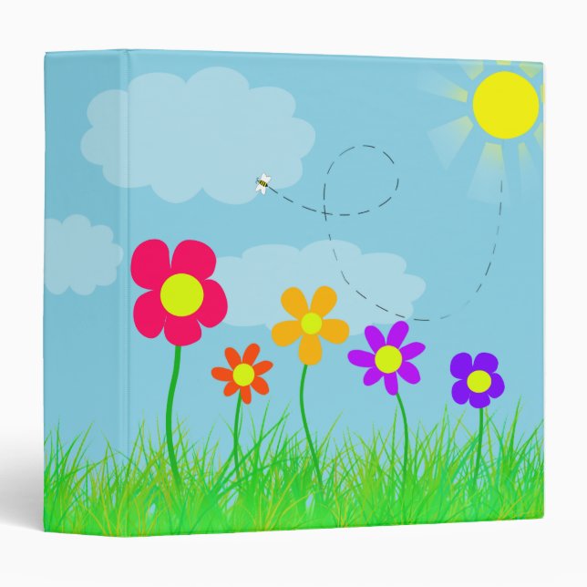 Flowers and a Bee 3 Ring Binder (Front/Spine)