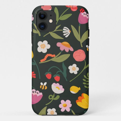 Flowers and animals iPhone case design