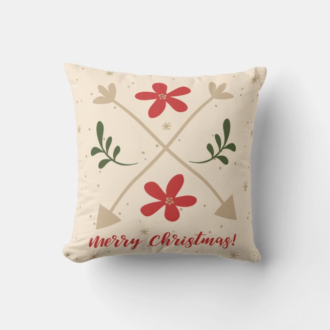 Flowers and Arrows Christmas/Holiday Throw Pillow (Front)