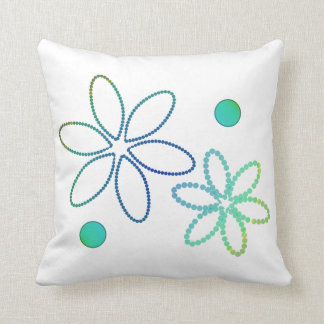 Flowers and beads in yellow, green and blue throw pillow
