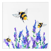 Flowers and Bees Acrylic Print - Painting