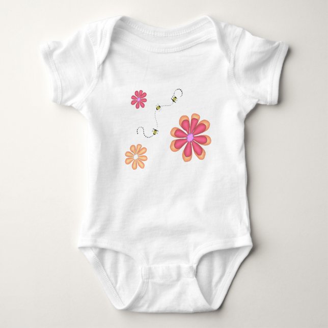 Flowers and Bees Baby Bodysuit (Front)