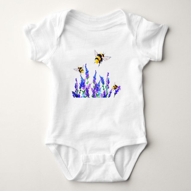 Flowers and Bees Baby Bodysuit (Front)