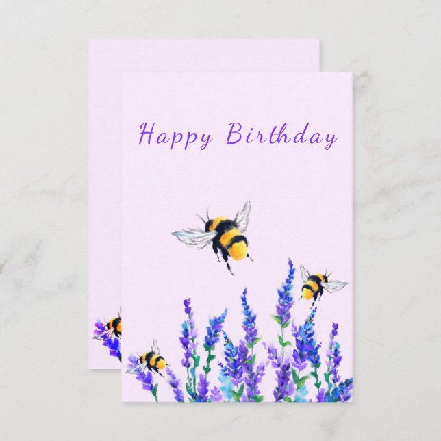 Flowers and Bees Birthday Card (Front/Back)