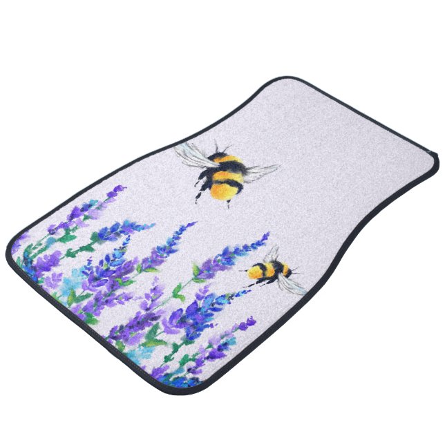 Flowers and Bees Car Floor Mat (Angled)