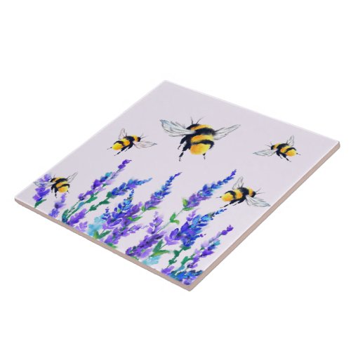 Flowers and Bees Ceramic Tile
