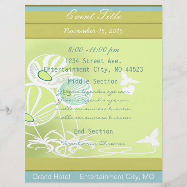 Flowers and Bees Event Flyer Garden Events (Front)