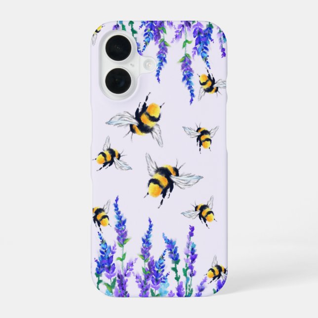 Flowers and Bees Flying iPhone Case (Back)