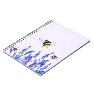 Flowers and Bees Flying Notebook Spring Joy