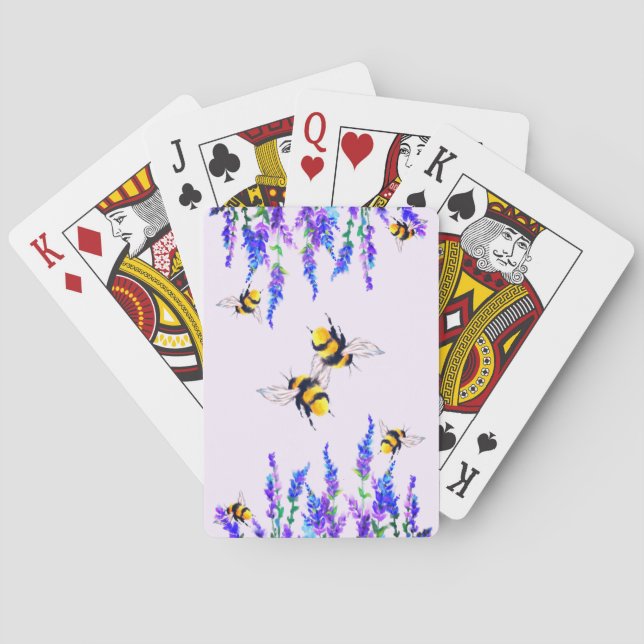Flowers and Bees Flying Playing Cards Spring (Back)