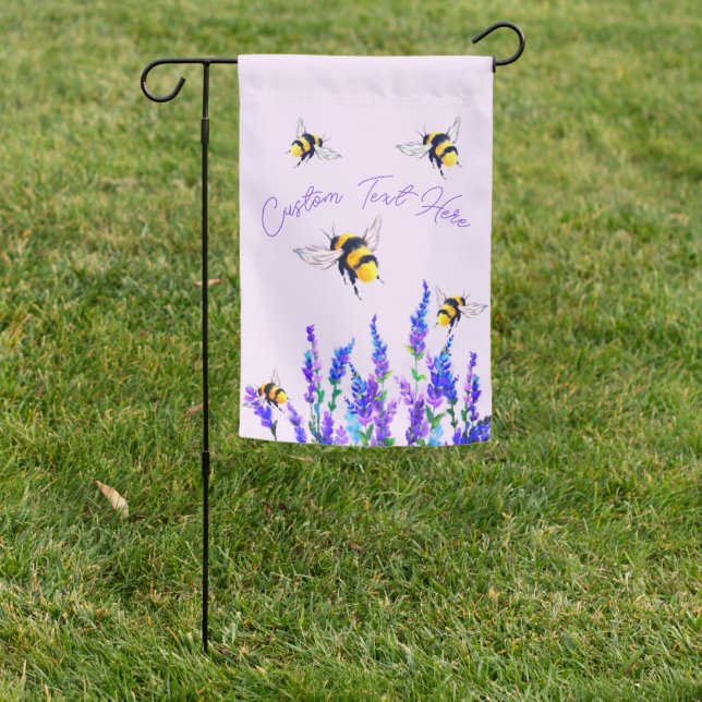 Flowers and Bees Garden Flag - Your Text Name (In SItu)