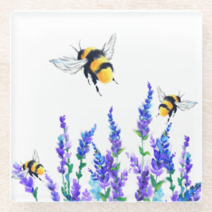 Flowers and Bees Glass Coaster - Spring