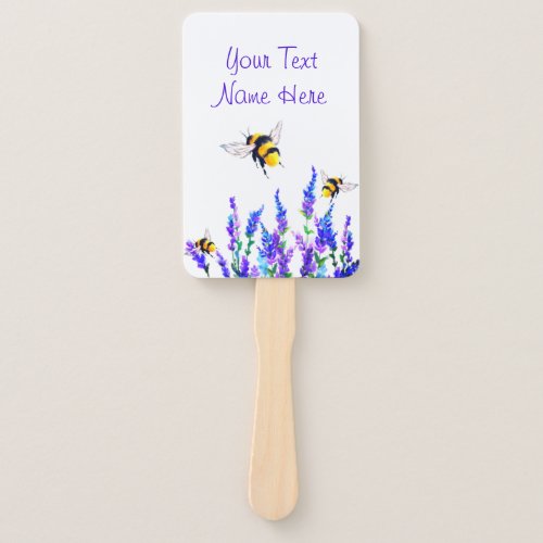 Flowers and Bees Hand Fan with Custom Text Name