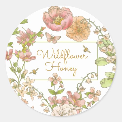 Flowers and Bees Honey Sticker