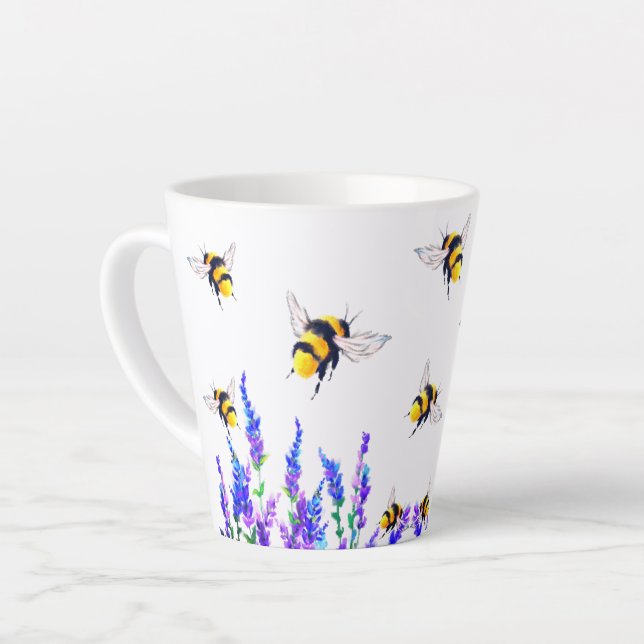 Flowers and Bees Latte Mug Spring Joy (Left Angle)