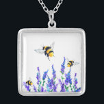 Flowers and Bees Necklace<br><div class="desc">Necklaces with Beautiful Spring Flowers and Bees Flying Drawing Nature Sweet Honey Bee Necklace - or Choose / Add Your Favorite Text / Color - Make Your Unique Gift - Resize and move or remove and add elements with Customization tool ! - Drawing and Design by MIGNED. You can also...</div>