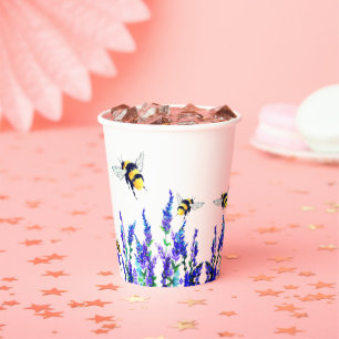 Flowers and Bees Paper Cups