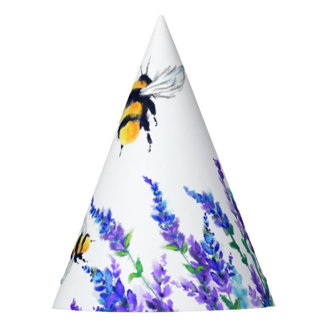 Flowers and Bees Paper Party Hat (Front)