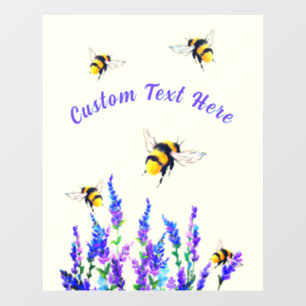 Flowers and Bees Wall Decal with Custom Text