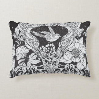 Flowers and bird in art nouveau style seamless pat accent pillow