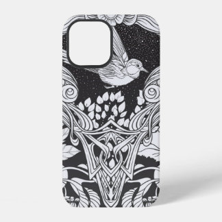 Flowers and bird in art nouveau style seamless pat iPhone 12 case