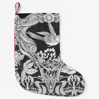 Flowers and bird in art nouveau style seamless pat small christmas stocking