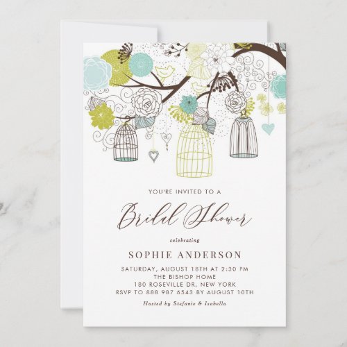 Flowers and Birdcages Bridal Shower Invitation