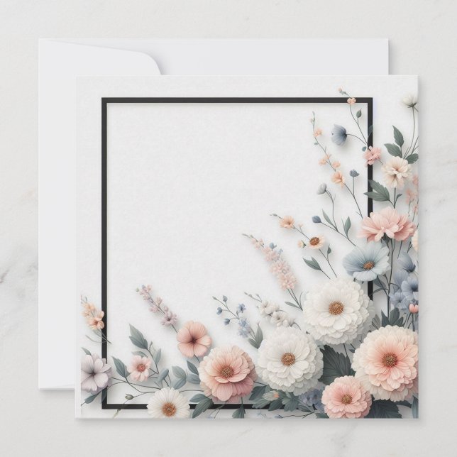 Flowers and black border invitation (Front)