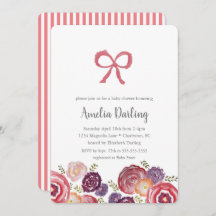 Flowers and Bows Baby Shower Invitation