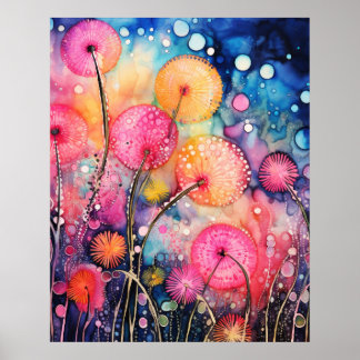 Flowers and Bubbles Poster