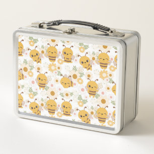 Flowers and Bumble Bees  Metal Lunch Box