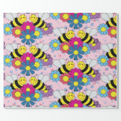 Flowers and Bumble Bees Wrapping Paper (Flat)