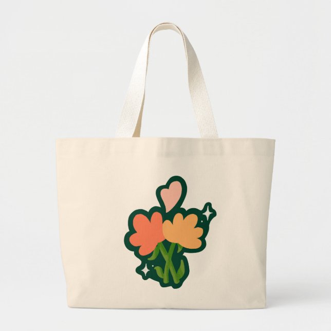 Flowers and Bunny Large Tote Bag (Front)