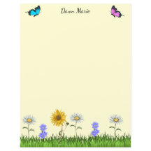 Flowers and Butterflies 8.5 x 11 Stationery