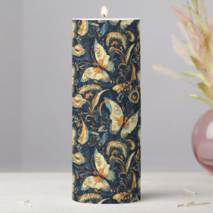 Flowers and Butterflies Abstract Pattern Pillar Candle