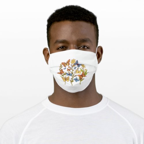 Flowers and Butterflies Adult Cloth Face Mask