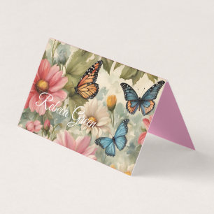 Flowers And Butterflies Art Work  Business Card