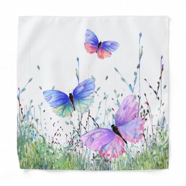 Flowers and Butterflies Bandana (Front)